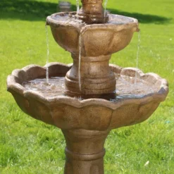 Sunnydaze Decor Sunnydaze 38"H Electric Resin 2-Tier Blooming Flower Outdoor Water Feature -Furniture GUEST 1c963c7f 7008 48e0 bf8d 3abbdc509b26