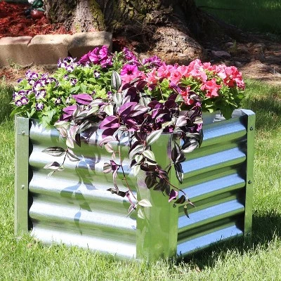 Sunnydaze Decor Sunnydaze Outdoor Lawn And Garden Galvanized Steel Square Raised Vegetable Garden Or Flower Bed Planter Kit - 22" - Silver 3 Sunnydaze Decor Sunnydaze Outdoor Lawn And Garden Galvanized Steel Square Raised Vegetable Garden Or Flower Bed Planter Kit - 22" - Silver