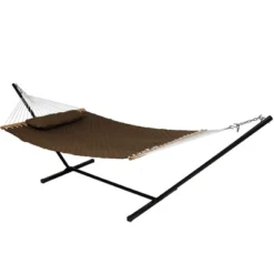 Sunnydaze Decor Sunnydaze 2-Person Quilted Double Hammock With Spreader Bars With Freestanding Stand - 400 Lb Weight Capacity/12' Stand -Furniture GUEST 1cfab230 7214 470e aeb2 fefe674ff879