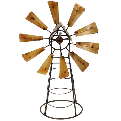 Sunnydaze Decor Sunnydaze Golden Metal Windmill Outdoor Garden Art Statue - 26 In. 7 Sunnydaze Decor Sunnydaze Golden Metal Windmill Outdoor Garden Art Statue - 26 In. - Image 5