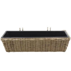 Sunnydaze Decor Sunnydaze Hanging Rectangle Polyrattan Rail Planter With Plastic Liner - 23.5" W X 7.5" D X 6.5" H -Furniture GUEST 1d63ae32 d26d 4238 a876 338b1e36a017