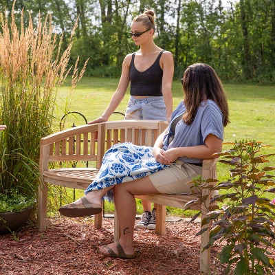 Sunnydaze Decor Sunnydaze 59" Solid Wooden Teak Outdoor Banana Bench With Curved Back 4 Sunnydaze Decor Sunnydaze 59" Solid Wooden Teak Outdoor Banana Bench With Curved Back - Image 2