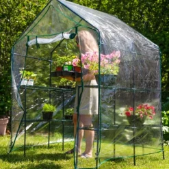 Sunnydaze Decor Sunnydaze Outdoor Portable Growing Rack Grandeur Mini Walk-In Greenhouse With Roll-Up Door - 4 Shelves - Clear -Furniture GUEST 1d9c9433 d42f 47f8 a445 f7084f390631