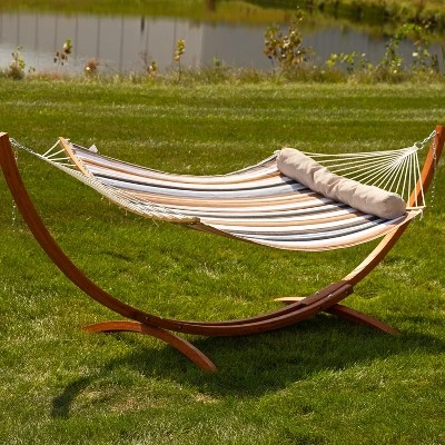 Sunnydaze Decor Sunnydaze Heavy-Duty Quilted 2-Person Hammock With Curved Bamboo Spreader Bars - 450 Lb Weight Capacity 12 Sunnydaze Decor Sunnydaze Heavy-Duty Quilted 2-Person Hammock With Curved Bamboo Spreader Bars - 450 Lb Weight Capacity - Image 10