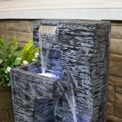 Sunnydaze Decor Sunnydaze 32"H Electric Polyresin Cascading Tower Tiered Outdoor Water Fountain With LED Lights -Furniture GUEST 1e48efa3 4675 4c96 b8a2 9b510068a1e4