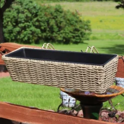 Sunnydaze Decor Sunnydaze Hanging Rectangle Polyrattan Rail Planter With Plastic Liner - 23.5" W X 7.5" D X 6.5" H -Furniture GUEST 1e6eadbe b9e6 4733 8213 c2b0ff900a68