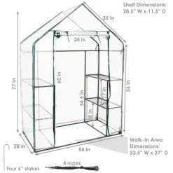 Sunnydaze Decor Sunnydaze Outdoor Portable Tiered Growing Rack Deluxe Walk-In Greenhouse With Roll-Up Door - 4 Shelves - Clear - 54" X 28" X 77" -Furniture GUEST 1e9e7f44 1ab8 4cb6 9387 cf9645b61dbd