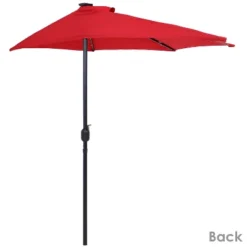 Sunnydaze Decor Sunnydaze Solar Outdoor Half Patio Umbrella With LED Lights And Crank - 9'
