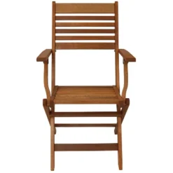 Sunnydaze Decor Sunnydaze Meranti Wood With Teak Oil Finish Wooden Folding Patio Lawn Slatted Arm Chairs Set - Brown - 2pk -Furniture GUEST 1efc86cf a5db 4e48 9d1e 9a14c7cc644e 1