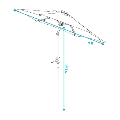 Sunnydaze Decor Sunnydaze Outdoor Solar Patio Umbrella With Polyester Canopy, LED Lights And Push Button Tilt And Crank 14 Sunnydaze Decor Sunnydaze Outdoor Solar Patio Umbrella With Polyester Canopy, LED Lights And Push Button Tilt And Crank - Image 12