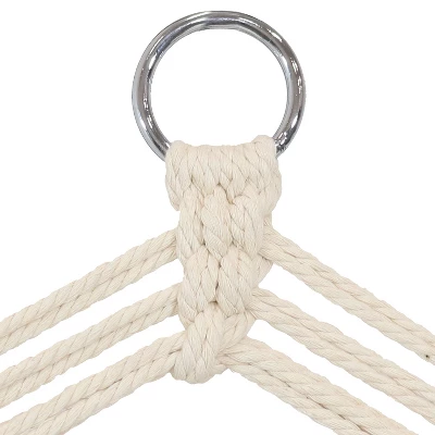 Sunnydaze Decor Sunnydaze Outdoor Printed Polycotton Fabric Hammock Chair With Armrests And Hardwood Spreader Bar - 300 Lb Capacity - Contrasting Stripes 7 Sunnydaze Decor Sunnydaze Outdoor Printed Polycotton Fabric Hammock Chair With Armrests And Hardwood Spreader Bar - 300 Lb Capacity - Contrasting Stripes - Image 5