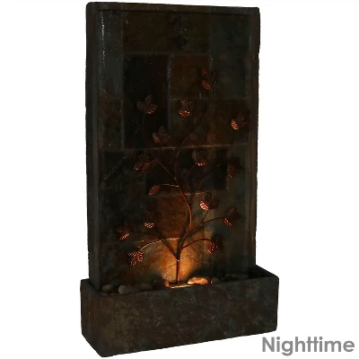 Sunnydaze Decor Sunnydaze 32"H Electric Slate And Metal Climbing Vines Outdoor Water Fountain With LED Light 4 Sunnydaze Decor Sunnydaze 32"H Electric Slate And Metal Climbing Vines Outdoor Water Fountain With LED Light - Image 2