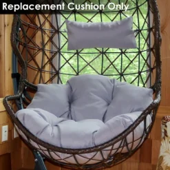 Sunnydaze Decor Sunnydaze Outdoor Replacement Danielle Hanging Egg Chair Cushion And Headrest Pillow Set - Gray - 2pc -Furniture GUEST 20d52497 5ac5 47b6 bc04 dca5a01ad52c