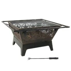 Sunnydaze Decor Sunnydaze Outdoor Camping Or Backyard Steel Northern Galaxy Fire Pit With Cooking Grill Grate, Spark Screen, And Log Poker - 32" -Furniture GUEST 2182fa59 91d8 4c9e 9ff3 a7f2305b2c90
