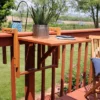 Sunnydaze Decor Sunnydaze Outdoor Folding Balcony Railing Table - Meranti Wood Construction - Brown -Furniture GUEST 2298ed0d 4325 443f af50 d02625e05d3d
