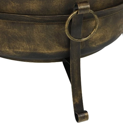 Sunnydaze Decor Sunnydaze Outdoor Camping Or Backyard Round Cauldron Fire Pit With Spark Screen, Log Poker, And Metal Wood Grate 4 Sunnydaze Decor Sunnydaze Outdoor Camping Or Backyard Round Cauldron Fire Pit With Spark Screen, Log Poker, And Metal Wood Grate - Image 2