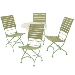Sunnydaze Decor Sunnydaze Indoor/Outdoor Shabby Chic Cafe Chestnut Wood Folding Bistro Table And Chairs - 5pc -Furniture GUEST 23cc649d f342 420b ad4b f00ed8f2998c