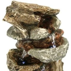 Sunnydaze Decor Sunnydaze Indoor Home Decorative Tiered Rock And Log Waterfall Tabletop Water Fountain With LED Lights - 10" -Furniture GUEST 2408f5ac 04da 4f19 a97c 16b4644fa1f4