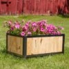 Sunnydaze Decor Sunnydaze Acacia Wood Steel Framed Planter Box With Removable Planter Bag - Natural - 27.75" W X 20" D X 15.5" H -Furniture GUEST 2409d317 8dfb 4704 9c85 4f3049c4b653