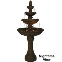 Sunnydaze Decor Sunnydaze 65"H Electric Resin And Concrete 4-Tier Eggshell Edge Outdoor Water Fountain With LED Lights -Furniture GUEST 259808f9 3085 4e93 9b3d 7097e1046a2a