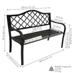 Sunnydaze Decor Sunnydaze 2-Person Lattice Design Black Cast Iron Outdoor Garden Bench -Furniture GUEST 25bf0f59 eba9 47e1 bbad 6060f13c80dd