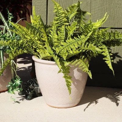 Sunnydaze Decor Sunnydaze Ocean Villa Decorative Glazed Ceramic Outdoor Planters For Greenery Or Flowers - 11.75" - Pearl - 2pc 6 Sunnydaze Decor Sunnydaze Ocean Villa Decorative Glazed Ceramic Outdoor Planters For Greenery Or Flowers - 11.75" - Pearl - 2pc - Image 4