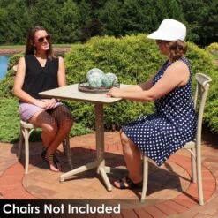 Sunnydaze Decor Sunnydaze 28" Square Plastic All-Weather Commercial-Grade Indoor/Outdoor Patio Dining Table With Foldable Design, Tan -Furniture GUEST 275ae3d9 12a7 44c4 a321 3961a1a969dd