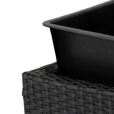Sunnydaze Decor Sunnydaze 3-Section Wicker Raised Planter Bed For Indoor Or Outdoor Use - Black 6 Sunnydaze Decor Sunnydaze 3-Section Wicker Raised Planter Bed For Indoor Or Outdoor Use - Black - Image 4