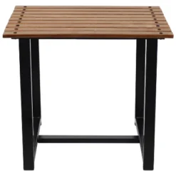 Sunnydaze Decor Sunnydaze Outdoor Rectangle Side Table - Chestnut With Powder-Coated Steel Frame - Brown -Furniture GUEST 27a26c10 f4f4 46a0 a06e 3999296b9692