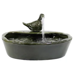 Sunnydaze Decor Sunnydaze Outdoor Solar Powered Glazed Ceramic Dove Water Fountain With Submersible Pump And Filter - 7" - Green -Furniture GUEST 29386c80 01af 4157 94c9 8759d675b03b
