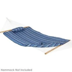 Sunnydaze Decor Sunnydaze Outdoor Weather-Resistant Polyester Quilted Hammock Cushion Pad And Hammock Pillow With Ties - Breakwater Stripe -Furniture GUEST 29c616ff 5bc2 4b0f 832b edee1e1d9d17