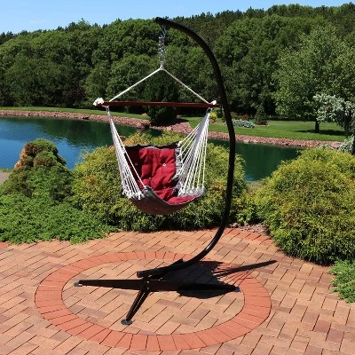 Sunnydaze Decor Sunnydaze Large Tufted Victorian Hammock Chair Swing With C-Stand - 300 Lb Weight Capacity 3 Sunnydaze Decor Sunnydaze Large Tufted Victorian Hammock Chair Swing With C-Stand - 300 Lb Weight Capacity