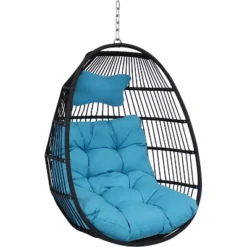 Sunnydaze Decor Sunnydaze Outdoor Resin Wicker Julia Hanging Basket Egg Chair Swing With Cushions And Headrest - 2pc -Furniture GUEST 2ae750d8 7473 4400 a834 503b5b8b538e