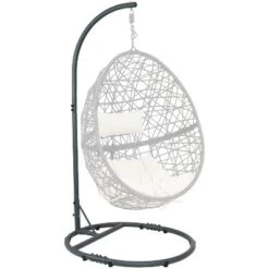 Sunnydaze Decor Sunnydaze Durable Indoor/Outdoor Powder-Coated Steel Egg Chair Stand With Extra-Wide Round Base - 76" H - Black -Furniture GUEST 2ba8821f 588c 4011 b868 08b176ff1937