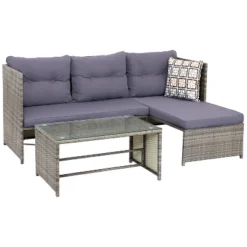 Sunnydaze Decor Sunnydaze Outdoor Longford Patio Sectional Sofa Conversation Set With Cushions And Table - 3pc -Furniture GUEST 2bab34a1 3fa5 487c 9160 6fb24f020c98