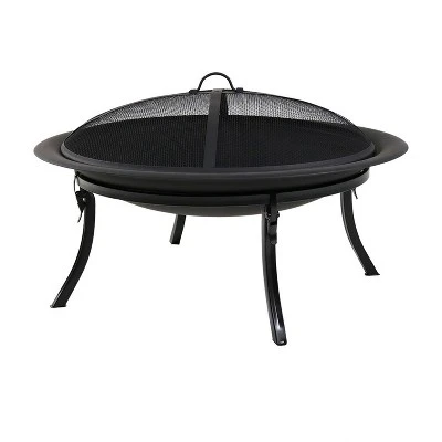 Sunnydaze Decor Sunnydaze Outdoor Portable Camping Or Backyard Folding Round Fire Pit Bowl With Spark Screen, Log Poker, Folding Stand, And Carrying Case Cover - 29" 4 Sunnydaze Decor Sunnydaze Outdoor Portable Camping Or Backyard Folding Round Fire Pit Bowl With Spark Screen, Log Poker, Folding Stand, And Carrying Case Cover - 29" - Image 3