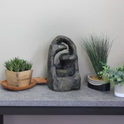 Sunnydaze Decor Sunnydaze Indoor Home Office Decorative Resin Cavernous Rock Tiers Tabletop Water Fountain Feature - 12" -Furniture GUEST 2c0e9819 2173 4f77 a00b ab15f0ab8409
