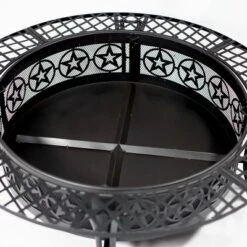 Sunnydaze Decor Sunnydaze Outdoor Camping Or Backyard Steel Round Four Star Fire Pit Table With Spark Screen - 40" - Black -Furniture GUEST 2dfb8587 ab12 4784 9a4d f851633e6ee4
