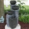 Sunnydaze Decor Sunnydaze Outdoor Polyresin Solar Powered Stone Bowls Water Fountain With LED Lights And Backup Battery - 30" -Furniture GUEST 2e24d060 2705 44e4 96b8 1e822b76f7bb