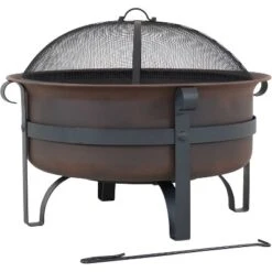 Sunnydaze Decor Sunnydaze Outdoor Camping Or Backyard Large Round Cauldron Fire Pit Bowl With Log Poker And Spark Screen - 29" -Furniture GUEST 2e50a87c 2542 4f9f 92ee 764c97e2eaa7