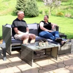 Sunnydaze Decor Sunnydaze Outdoor Longford Patio Sectional Sofa Conversation Set With Cushions And Table - 3pc -Furniture GUEST 2f23066d 7e45 4d36 90b4 1dccef2c2443