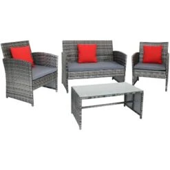Sunnydaze Decor Sunnydaze Outdoor Ardfield Patio Conversation Furniture Set With Loveseat, Chairs, And Table - 4pc -Furniture GUEST 2f96b1c9 38d9 4592 ba99 533643a0b703