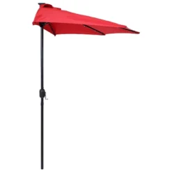 Sunnydaze Decor Sunnydaze Solar Outdoor Half Patio Umbrella With LED Lights And Crank - 9' -Furniture GUEST 3096b487 acc8 4023 8d09 87ecbc69d077