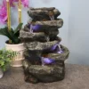 Sunnydaze Decor Sunnydaze Indoor Home Office Relaxing 6-Tiered Stone Falls Tabletop Water Fountain With LED Lights - 15" -Furniture GUEST 3121eb58 2bbf 429b 9b0e c447282b6eba