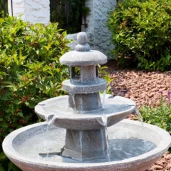 Sunnydaze Decor Sunnydaze 40"H Electric Polyresin 2-Tiered Pagoda Outdoor Water Fountain With LED Light -Furniture GUEST 31240582 99f9 433e a0f5 85e089b69c88