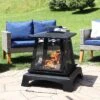 Sunnydaze Decor Sunnydaze Outdoor Camping Or Backyard Steel Pagoda Style Fire Pit With Log Poker And Wood Grate - 32" - Black -Furniture GUEST 3148f03f 1d74 4e61 b982 b62e0cb3f1d1