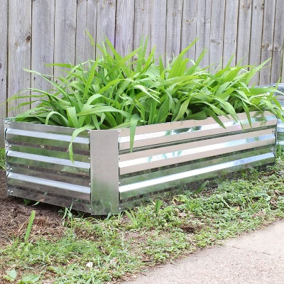 Sunnydaze Decor Sunnydaze Raised Corrugated Galvanized Steel Rectangle Garden Bed For Plants, Vegetables, And Flowers - 48" L X 11.75" H 3 Sunnydaze Decor Sunnydaze Raised Corrugated Galvanized Steel Rectangle Garden Bed For Plants, Vegetables, And Flowers - 48" L X 11.75" H