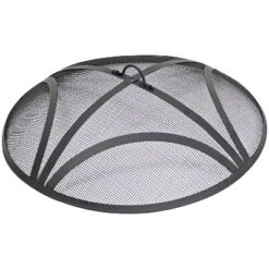 Sunnydaze Decor Sunnydaze Outdoor Heavy-Duty Reinforced Steel Round Fire Pit Spark Screen With Ring Handle - Black -Furniture GUEST 316f7653 c87b 4596 9142 e5c0fe97ef1f
