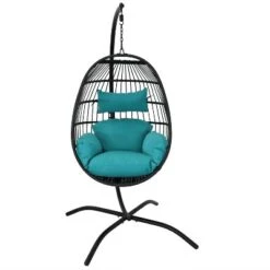 Sunnydaze Decor Sunnydaze Outdoor Resin Wicker Patio Dalia Hanging Basket Egg Chair With Cushions, Headrest, And Steel Stand Set - Teal - 3pc 17 Sunnydaze Decor Sunnydaze Outdoor Resin Wicker Patio Dalia Hanging Basket Egg Chair With Cushions, Headrest, And Steel Stand Set - Teal - 3pc -Furniture GUEST 328c2ef7 9f8f 4462 8224 5c459e5eae3b
