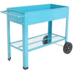 Sunnydaze Decor Sunnydaze Outdoor Galvanized Steel Raised Mobile Elevated Planter Cart With Handlebar And Wheels - 43" -Furniture GUEST 32c5aa4d ab3d 4128 8ca3 89b50af9b262